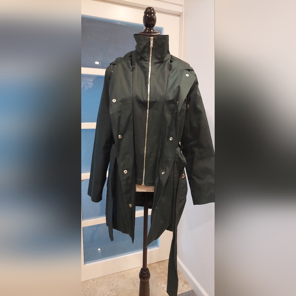 London Fog Forest Green Trench Coat - Picture 1 of 13